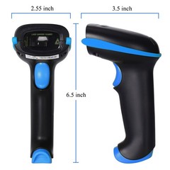 Blue 2.4G Wireless 1D Handheld Cordless Barcode Reader 100ft Range