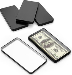 Metal Rectangular Cash Box with Lid – 4 Packs Currency Money Holder | Metal Empt