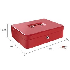Cash Box with Money Tray and Key Lock Large Metal Money Safe Box with Cantilever