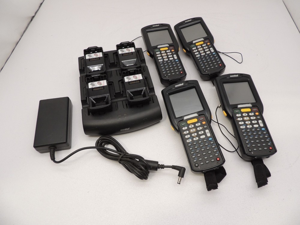 Lot of 4 Symbol MC32N0 Windows CE 7 Scanner Tested Working w/Charger & Batteries