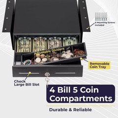 13 Electronic Cash Register Drawer with Under Counter Mounting Metal Bracket – P