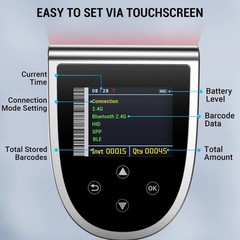 Barcode Scanner 2D Wireless with Screen: Charging Cradle HW0015 Silver