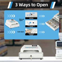 48Key Desktop Electronic Cash Register POS Casher Digital LED Display w/ Drawer