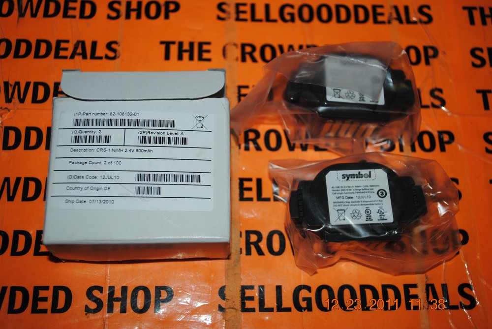 (2) Symbol 82-108132-01 CRS-1 NiMH 2.4V 600mAh Battery Pack 8210813201 New