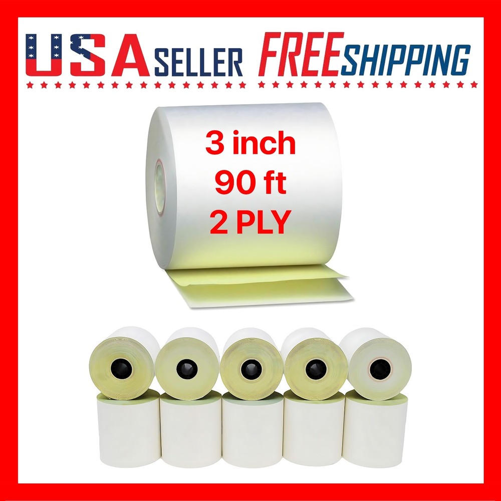 3&Prime; x 90 ft 2 Ply Bond Paper Kitchen Receipt Printers POS 3 inch x 10Rolls