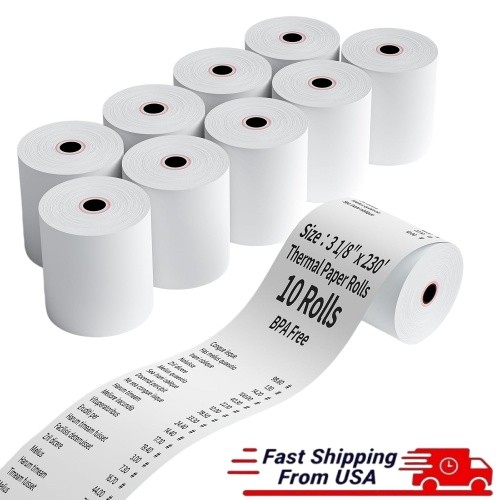 10 Rolls 3 1/8&Prime; x 230&prime; Thermal Paper POS Cash Registers Receipt Paper Roll 80mm