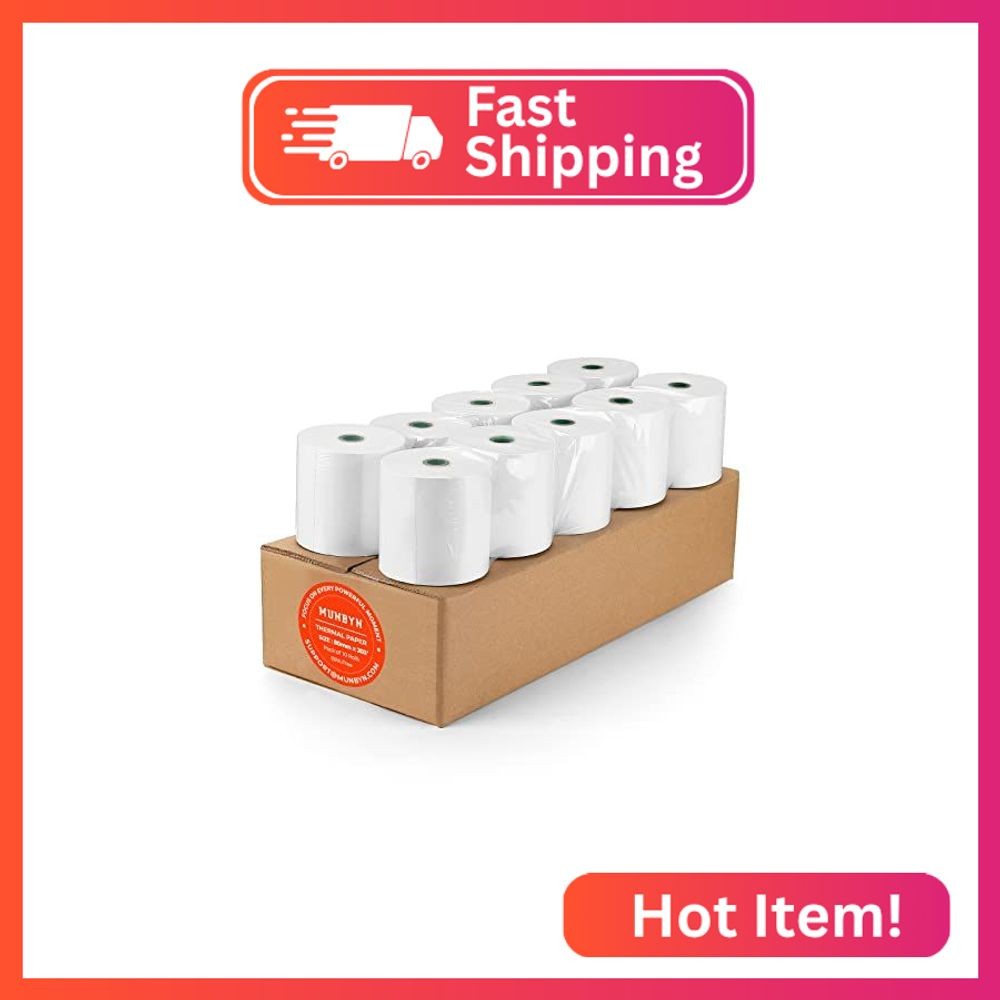 MUNBYN Thermal Paper 3 1/8 x 230ft, 10 Rolls Receipt Paper Work for Star Microni