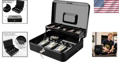Portable Key Lock Cash Box – 0.9mm Metal Money Box for Secure Cash Management