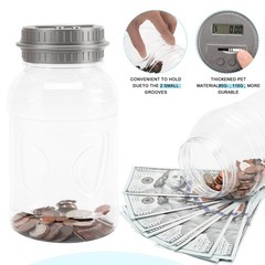 2 Pack Digital Coin Bank with LCD Display, 1.8L Large Capacity Coin Counting …