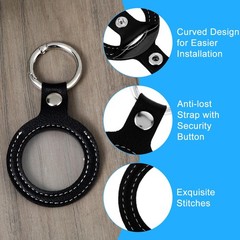 YUXIANLB AA Coin Holder Keychain, PU Leather Storage One Size, Black