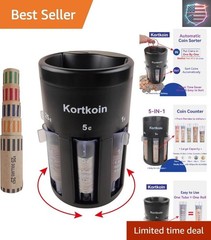Automatic Coin Sorter 5 in 1 Coin Counter with Coin Wrappers, Sort Your Spare…