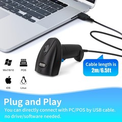 Barcode Scanner USB 1D Wired CCD Reader Supports Screen Scan U1 Reader Pro
