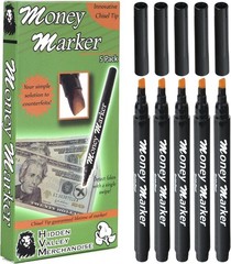 Upgraded Chisel Tip Counterfeit Bill Detection Pens – 5 Pack for Cash Safety