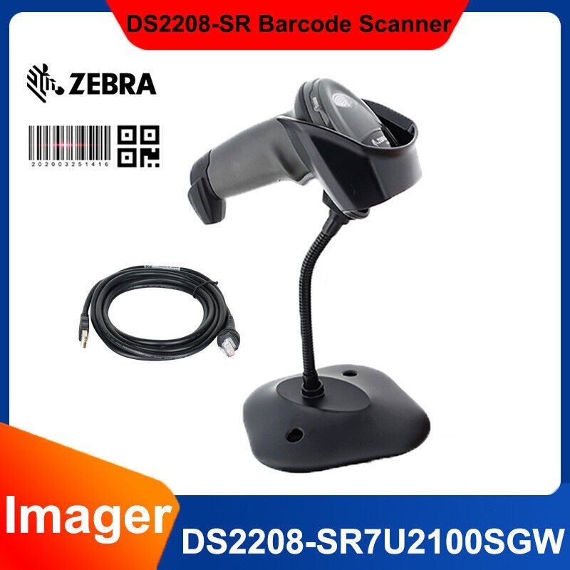 Zebra DS2208-SR7U2100SGW 1D/2D USB Handheld Barcode Scanner Imager with Stand