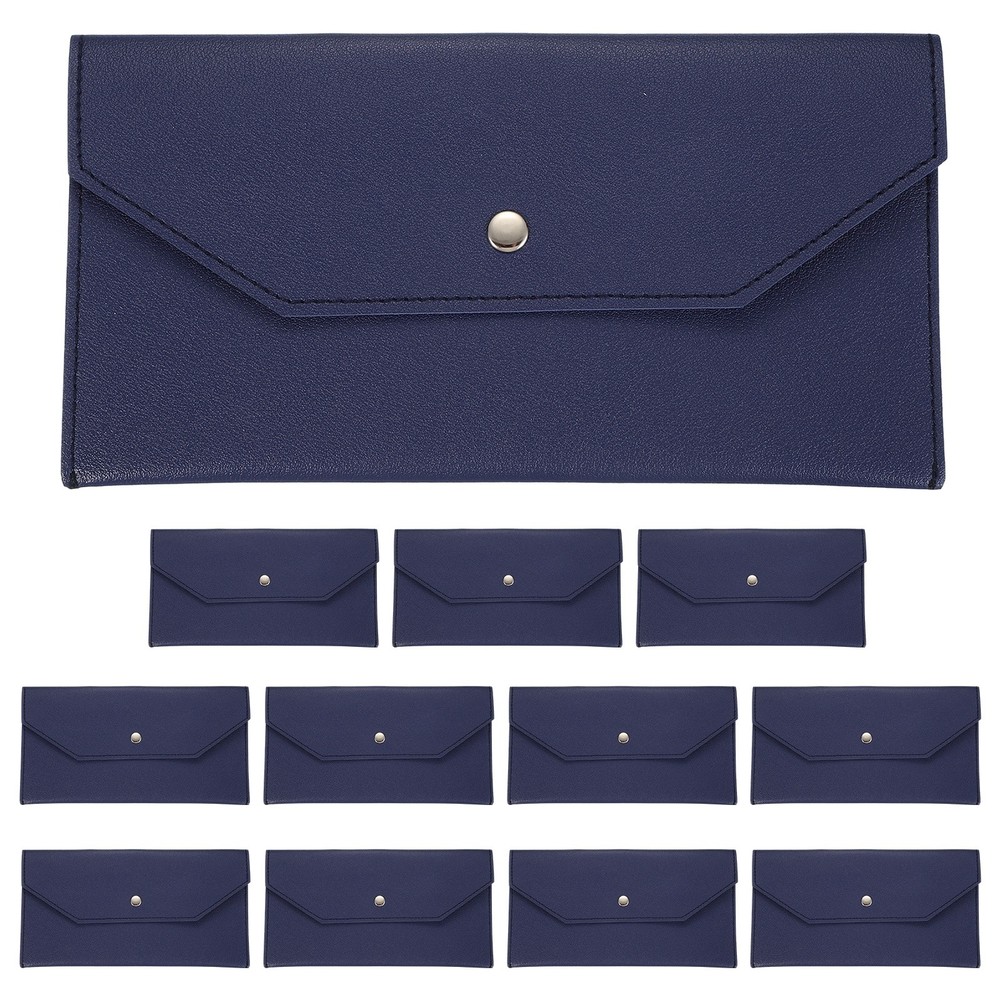 12Pcs PU Leather Envelope Wallet Money for Women Men,Blue