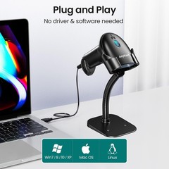 Barcode Scanner with Stand, USB Wired Inventory 2D 1D QR Code Scanner for Com…