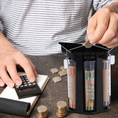 Coin Counter Coin Sorter Tube, Coin Sorter with Coin Wrappers, 5-in-1 Change …
