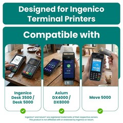 Receipt Paper Rolls for Ingenico Desk 3500 Move 5000 DX4000 DX8000 Credit Car…