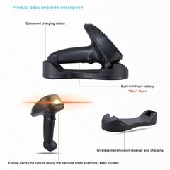 Wireless Barcode Reader Scanner Data Collector With 2.2-Inch LCD Screen, 1D Las