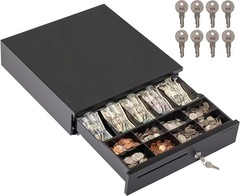 Black Electronic Cash Register Drawer, 5 Bill/8 Coin Slots