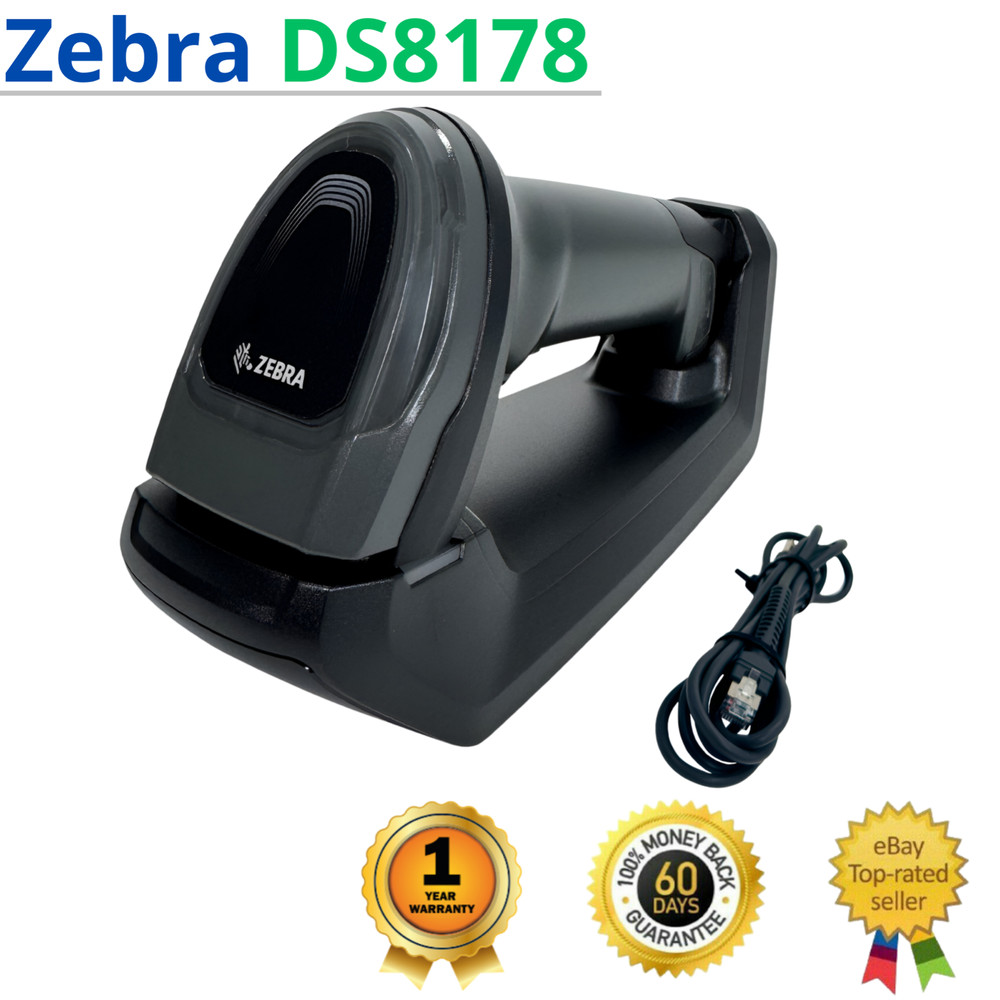 Zebra DS8178 Wireless Barcode Scanner w/CR8178 Base & USB Cord 1 YEAR WARRANTY!