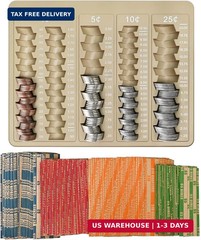 1PCS Brown Coin Counter Tray and Sorting Tray with 150 Coin Wrappers | Bro
