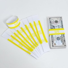 Self-Adhesive Currency Straps – Yellow Bill Wrappers, 7.5 x 1.15 Inches, 100pcs