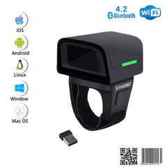 Portable Ring Wireless Bluetooth Barcode Scanner Rechargeable 1D & 2D Scan Gun