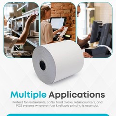 (32 Rolls) 3 Ply Kitchen Printer Paper White/Canary/Pink Carbonless Rolls 3� …