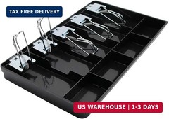 Cash Register Drawer Insert Tray 5 Bill/4 Coin Compartments with Metal Clip for