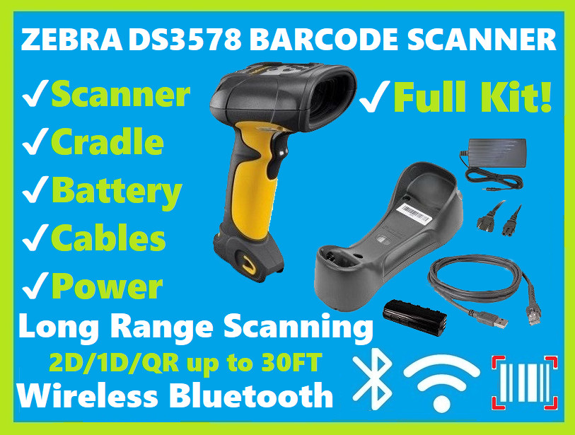 Zebra DS3578-ER Wireless 2D/1D LONG RANGE Scanner Kit Replaced by DS3678-ER! 🔥
