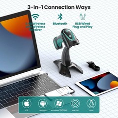 Bluetooth Barcode Scanner: Industrial 2D 1D with Stand USB Wired