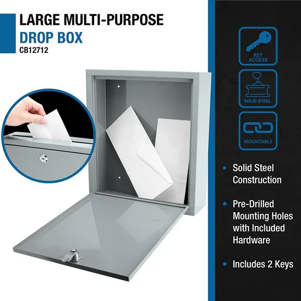 Barska Large Home Office Multi-Purpose Key Lock Deposit Drop Mailbox CB12712
