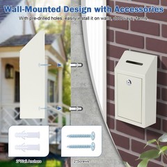 KYODOLED Money Cash Drop Box with Lock, Metal Donation and Compact, White