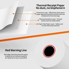 2 1/4 »x 85&prime; Thermal Receipt Paper Rolls, POS Cash Register Paper Roll (5 Rolls)