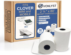 Receipt Paper for Clover Mini and Clover Mobile Thermal Printer 2 1/4 X 80 – 10