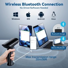 iDPRT Bluetooth 1D 2D QR Barcode Scanner, Wireless Barcode Scanner, Handheld UPC