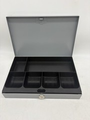 MMF Industries Metal Cash Box Removable Bill & Coin Tray 11.5&Prime;x7.8&Prime; NO KEY