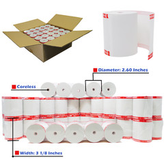 ( 50 CORELESS ) 3 1/8&Prime; X 230&prime; A Grade POS Thermal Receipt Printer Paper