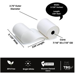 Thermal Printer Paper – 3 1/8&Prime; x 230&prime; – BPA-Free – 30 Rolls