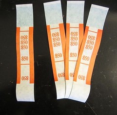 100 SELF SEALING ORANGE $50 CURRENCY STRAPS MONEY BILL BANDS $50 PMC BRAND STRAP