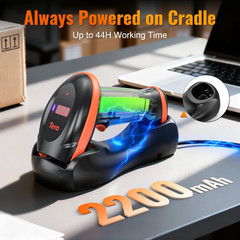 Pro Series Wireless 1D 2D QR Barcode Scanner with Cradle Display Counting Screen