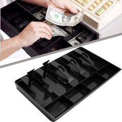 Cash Register Drawer Insert Tray Organizer 5 Bill 4 Coin Compartments Black