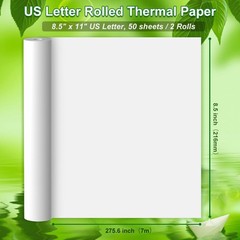 Thermal Printer Paper 8.5 x 11 Inch, US Letter Size Quick-Dry Thermal Printing P