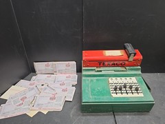 Texaco Credit Card Imprinter Farrington Machine w Papers Gas Oil POS Station USA