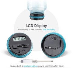 Digital Coin Counter Bank Large 1.8L ABS Plastic Money Jar US Coins Blue