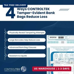 ControlTek TripLok Tamper-Evident Deposit Bags, 9&Prime; x 12&Prime;, Clear, 100 Bags | 5850