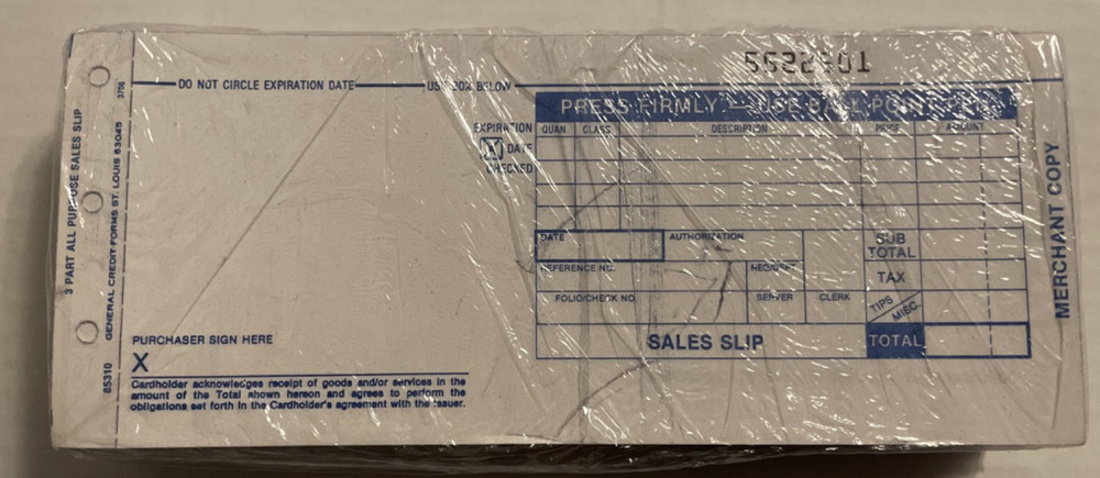 1000 LONG 3 PART Credit Card Imprinter Sale Slips Credit Charge Receipt Drafts