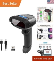 Handheld 1D Laser Barcode Reader – Dual Wireless and USB for Enhanced Efficiency