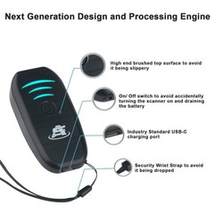 ScanAvenger Portable Mini-Wireless Bluetooth Barcode Scanner: Hand Black